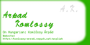 arpad komlossy business card