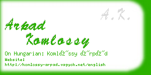 arpad komlossy business card